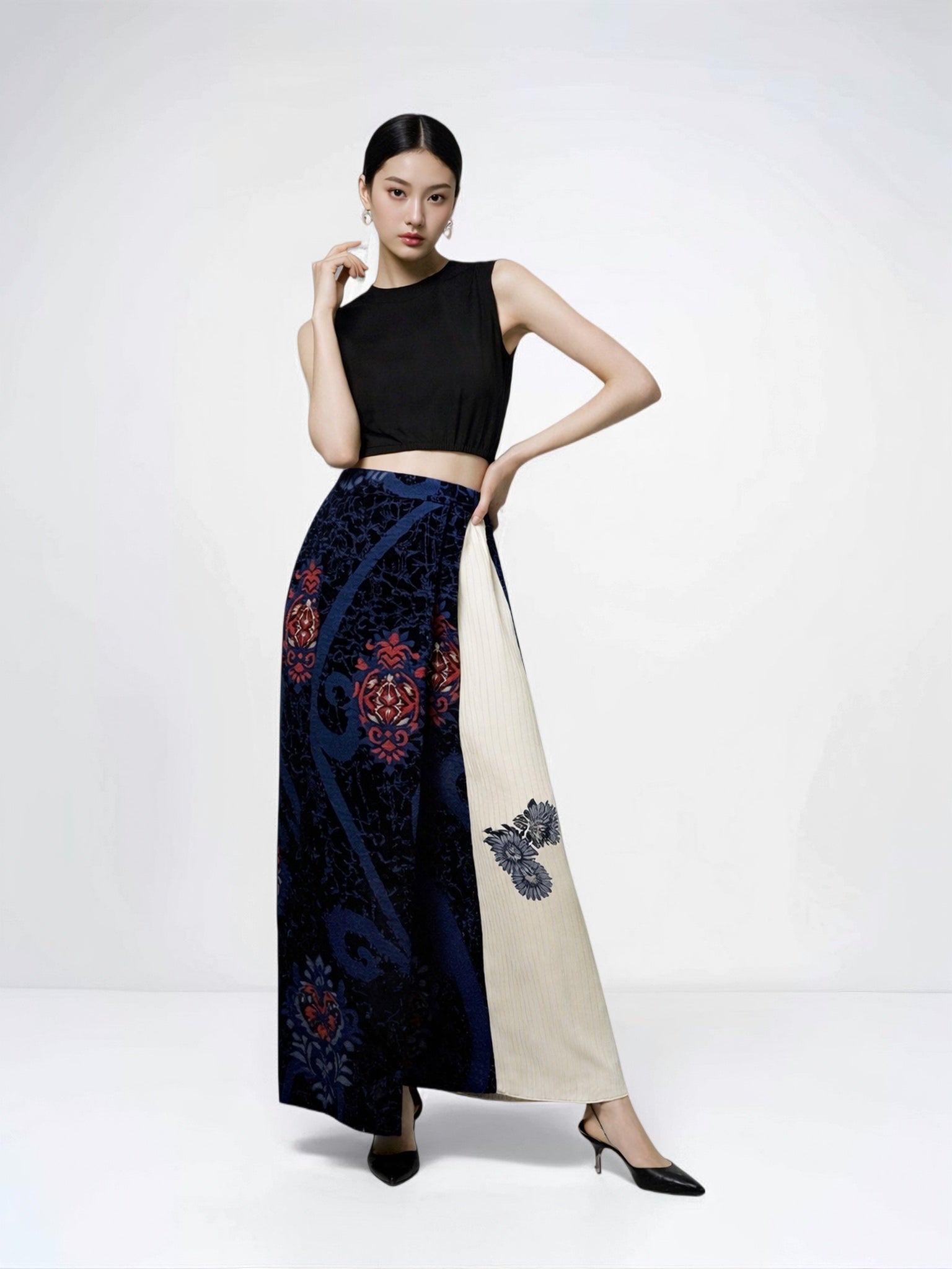 ラップスカート -ネイビー-