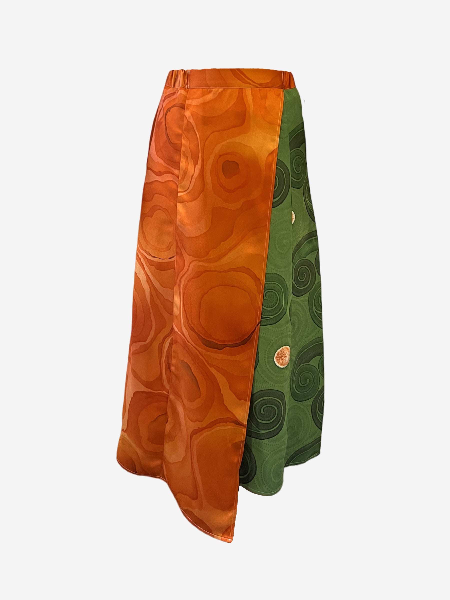 ラップスカート -オレンジ×グリーン-